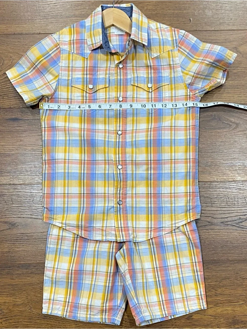 Gymboree Boys ‘Country Trail’ Blue and Yellow Plaid Short Set Size 7